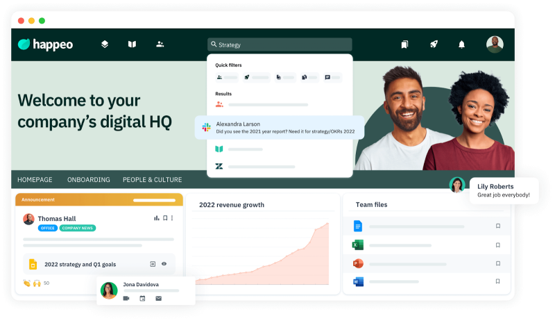 Happeo is a visually engaging, social intranet platform built to connect employees