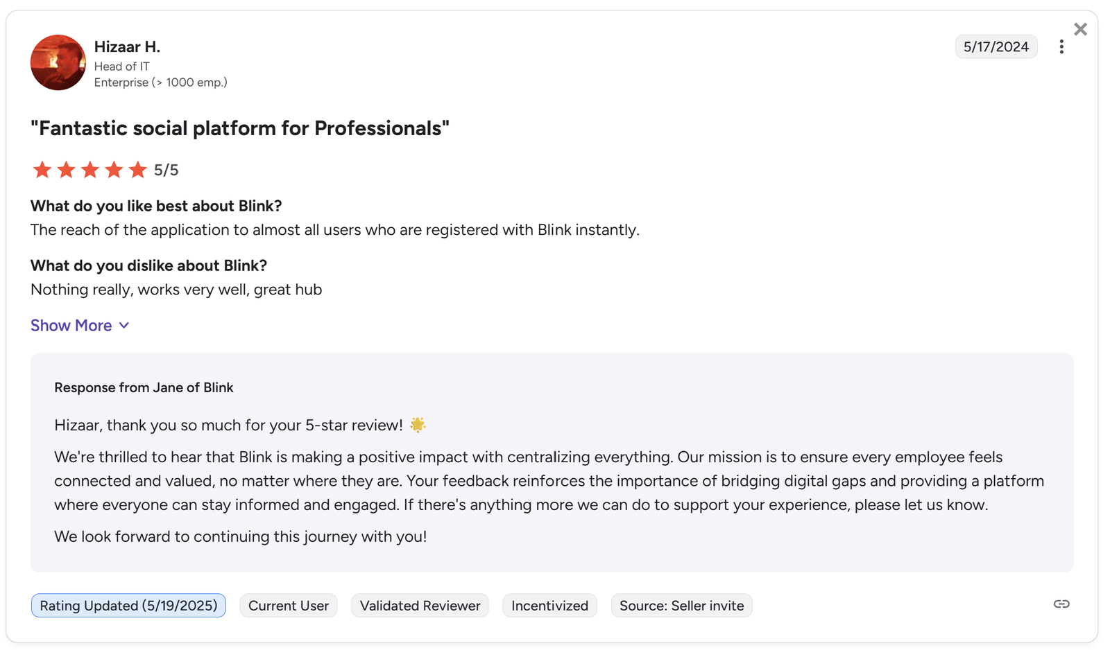 Blink Work Management Reviews & Product Details