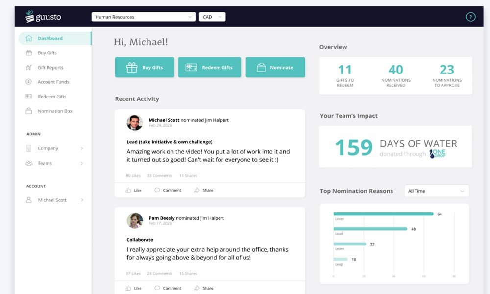 Guusto employee recognition